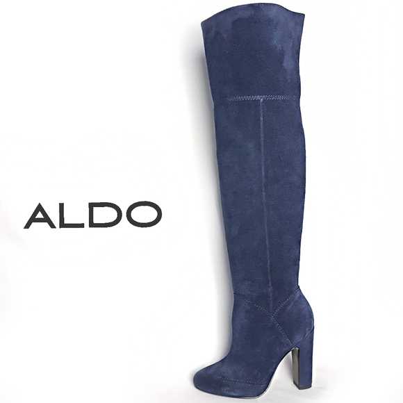 ALDO Blue Suede OTK Boots 4.5" Heel Size 6 - Picture 3 of 14